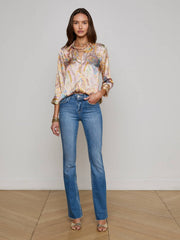 Dani Silk Blouse in Multi Western Paisley