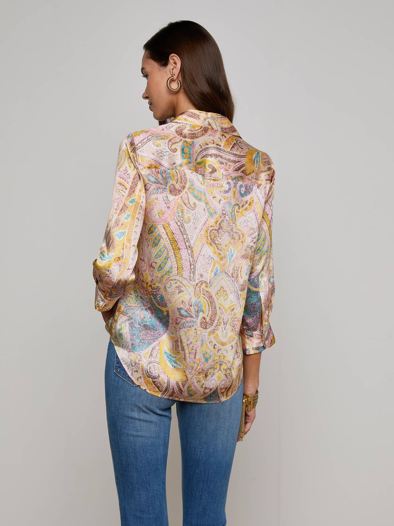 Dani Silk Blouse in Multi Western Paisley