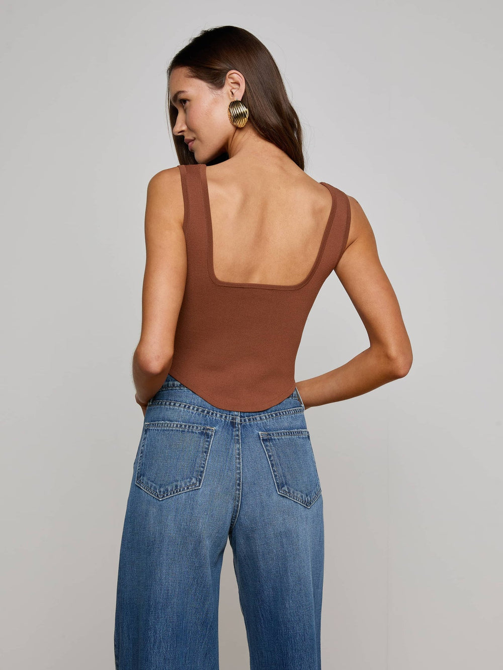 Saga Top in Sepia Brown/Gold