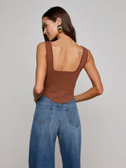 Saga Top in Sepia Brown/Gold