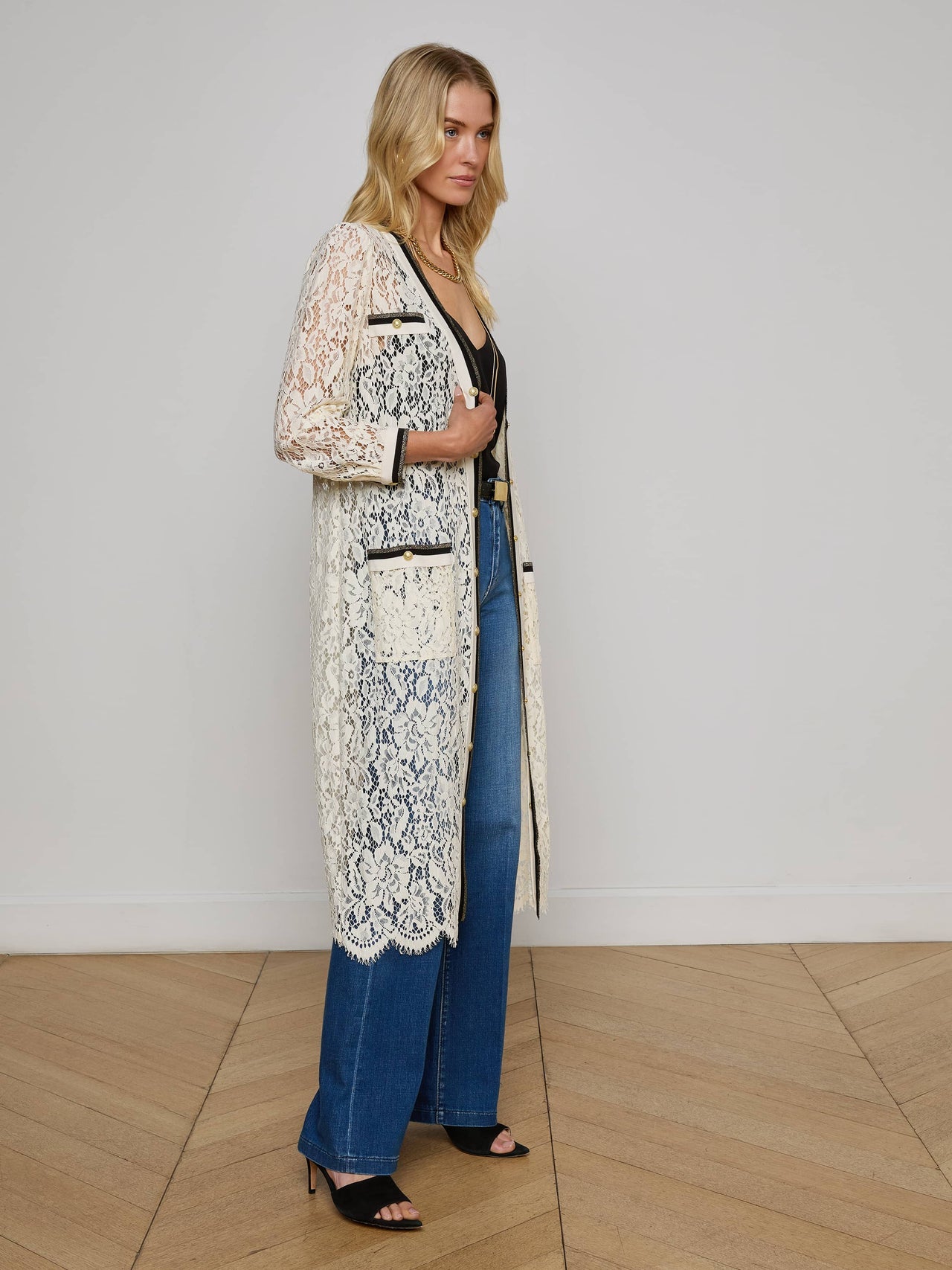 Whisper Lace Cardigan Dress in Ecru