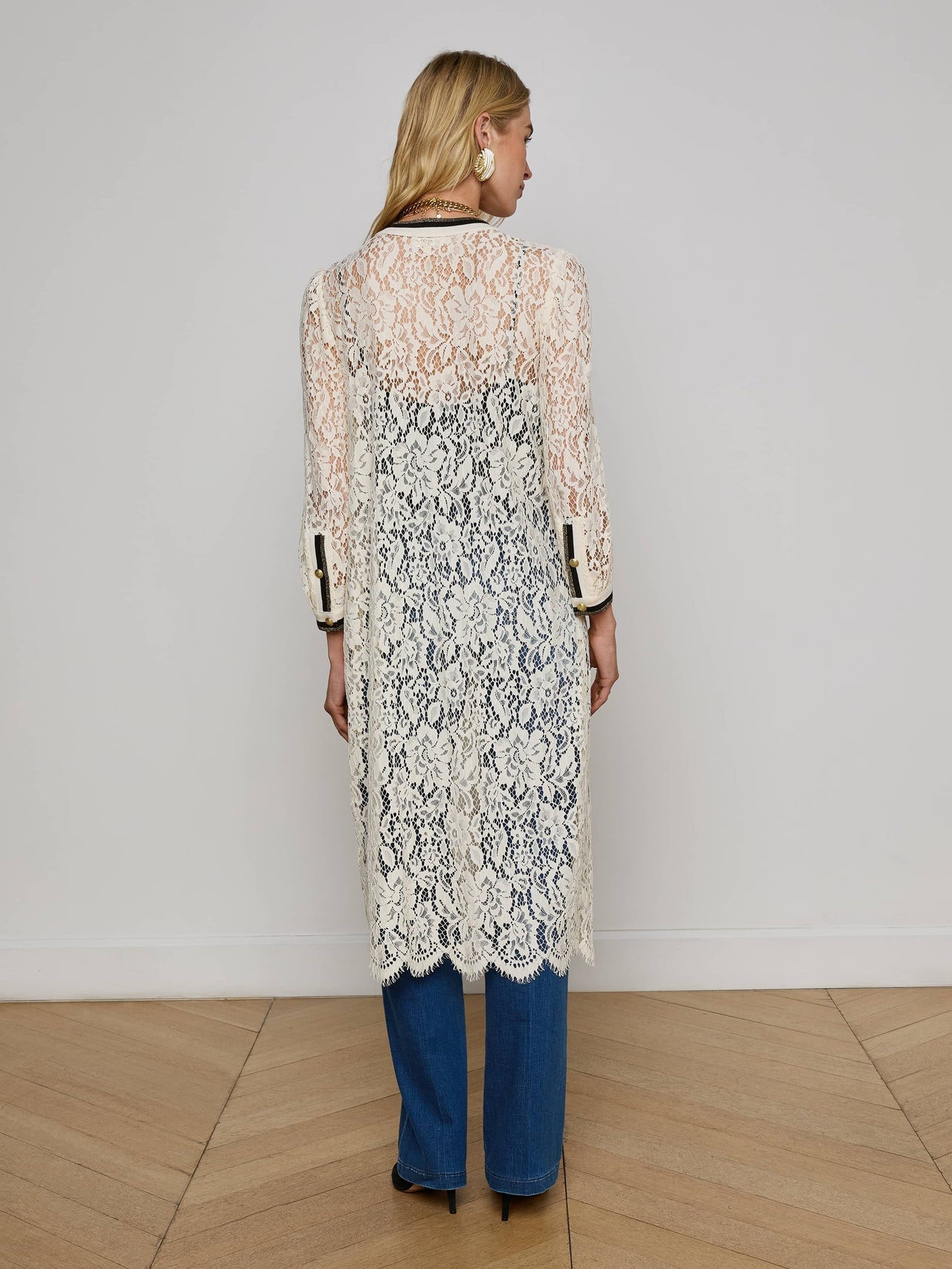 Whisper Lace Cardigan Dress in Ecru