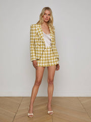 Marie Houndstooth Tweed Blazer in Ceylon Yellow/ Ivory Houndstooth