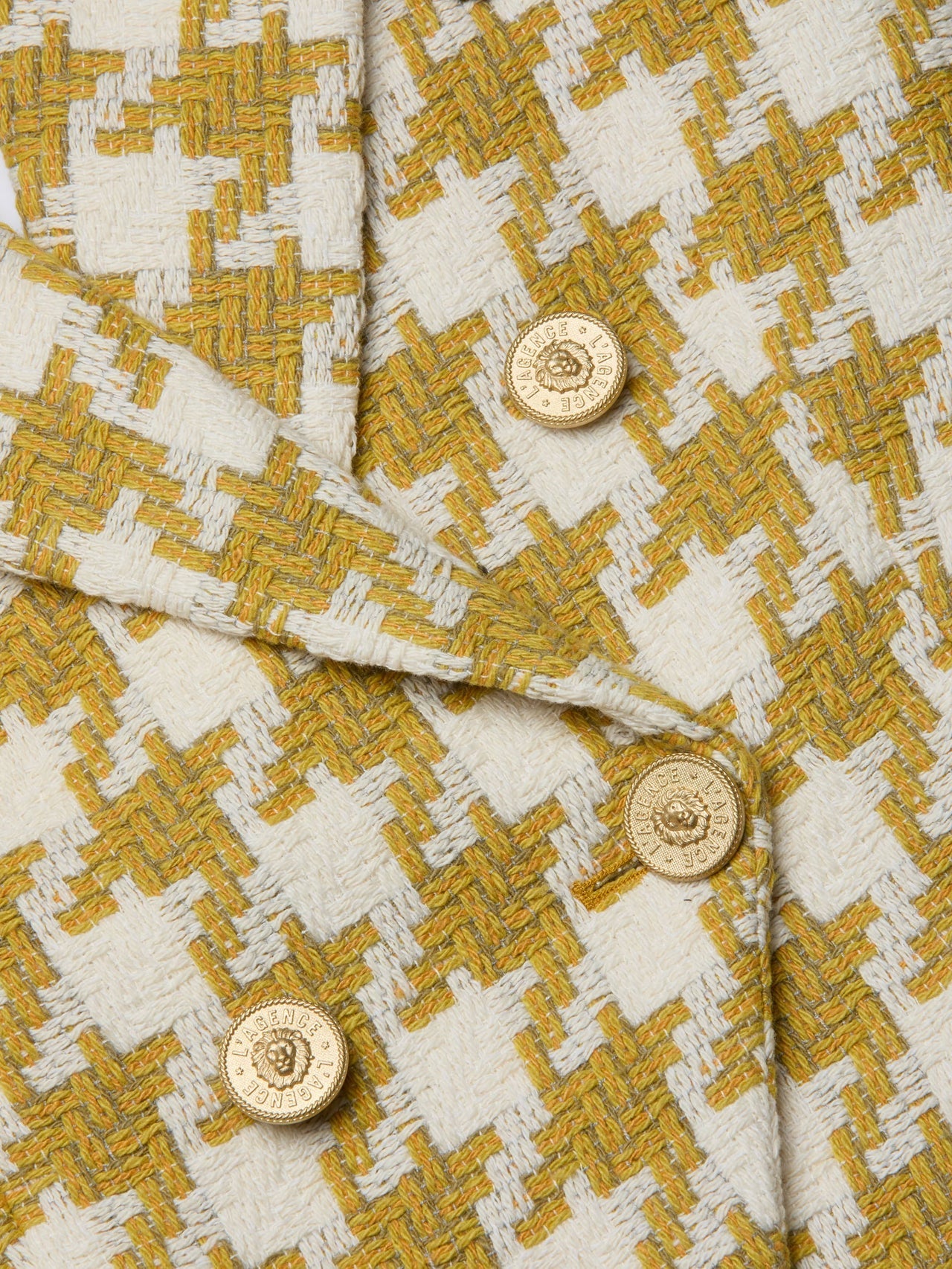 Marie Houndstooth Tweed Blazer in Ceylon Yellow/ Ivory Houndstooth
