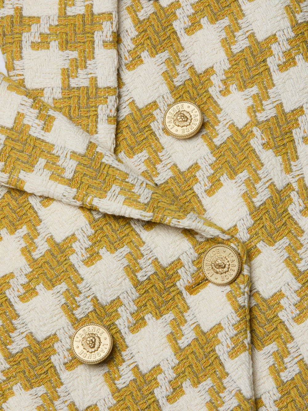 Marie Houndstooth Tweed Blazer in Ceylon Yellow/ Ivory Houndstooth