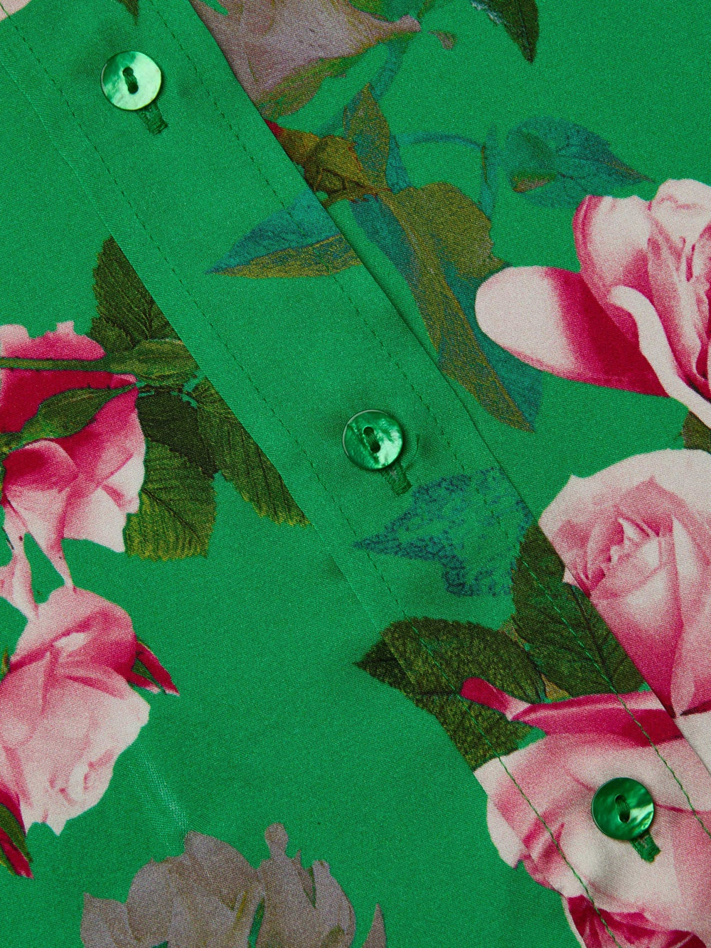 Dani Silk Blouse in Green Multi Santa Fe Rose