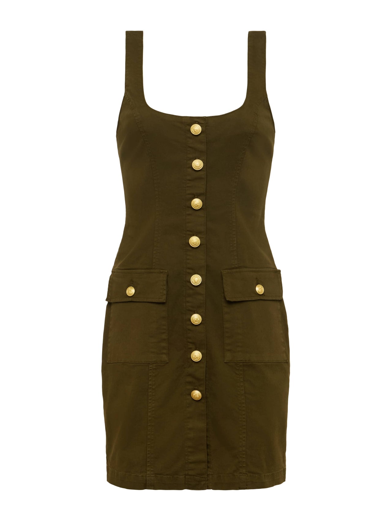 Midy Button-Front Dress in Pine