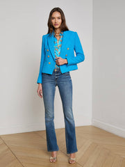 Brooke Tweed Blazer in Dresden Blue/Gold Chain