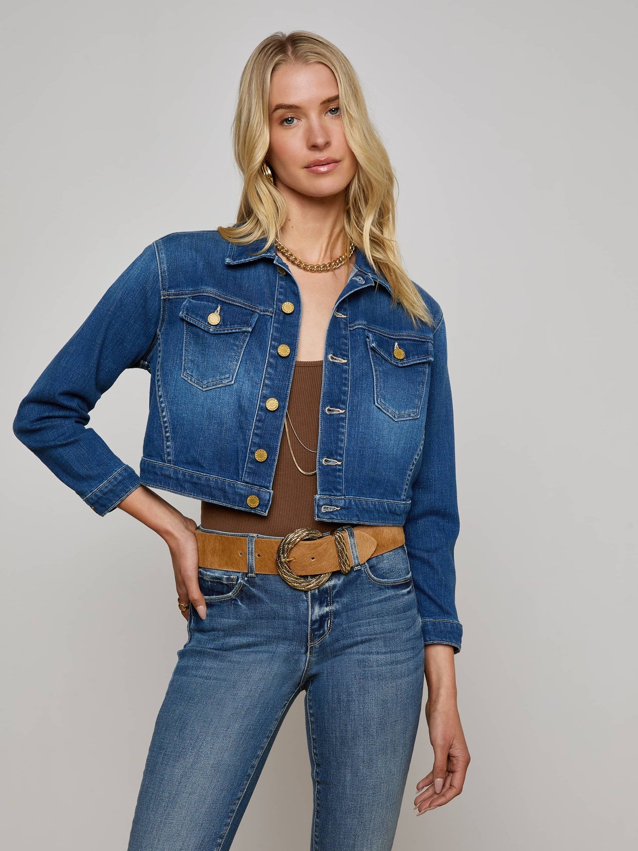 Koda Cropped Jean Jacket in Kaplan