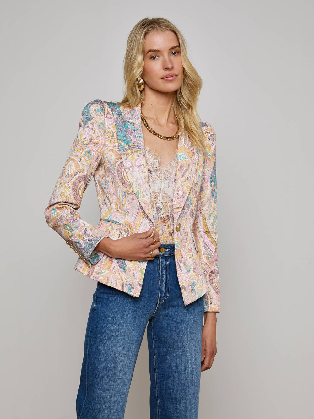 Kaisley Blazer in Multi Western Paisley