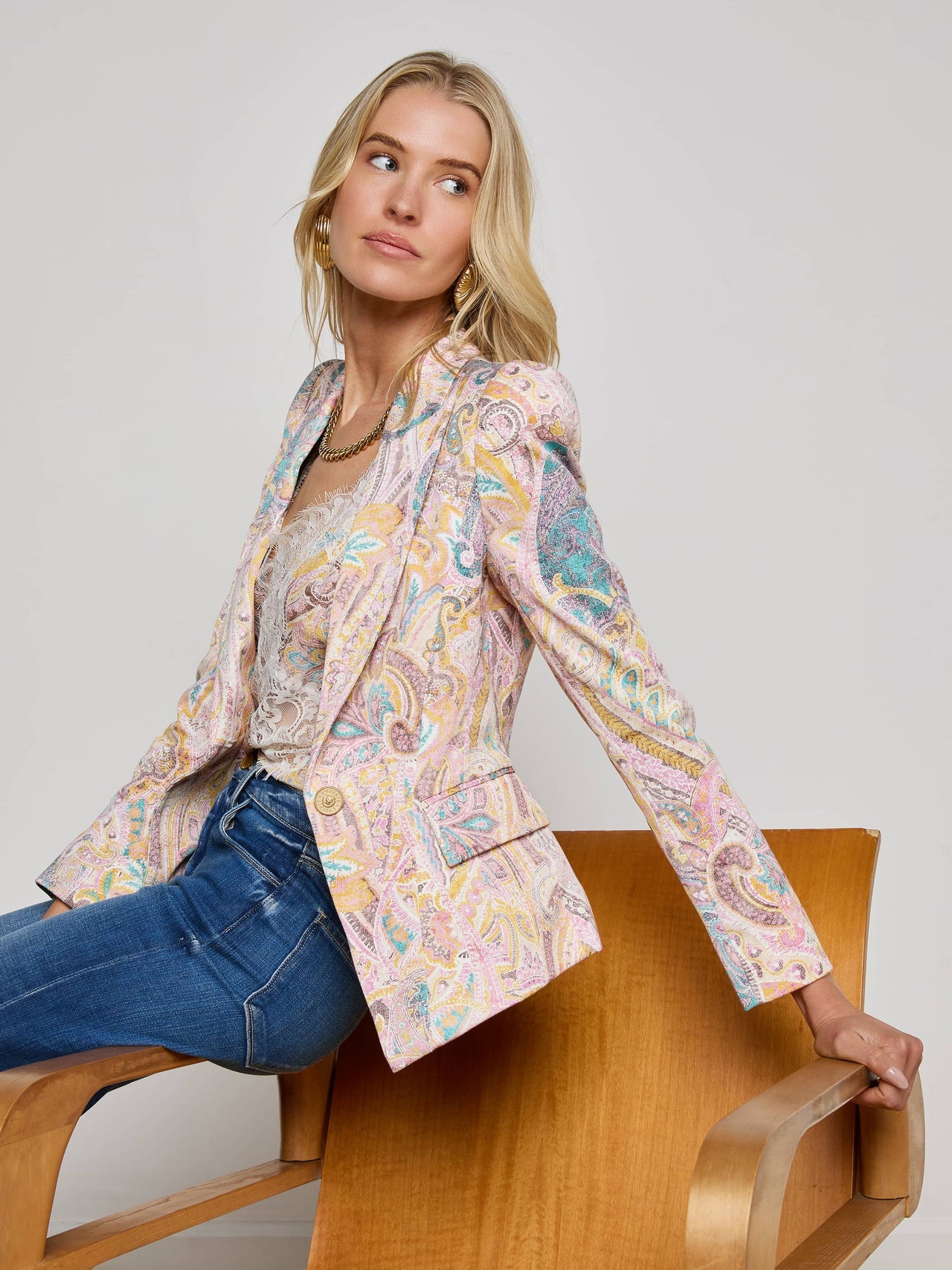 Kaisley Blazer in Multi Western Paisley