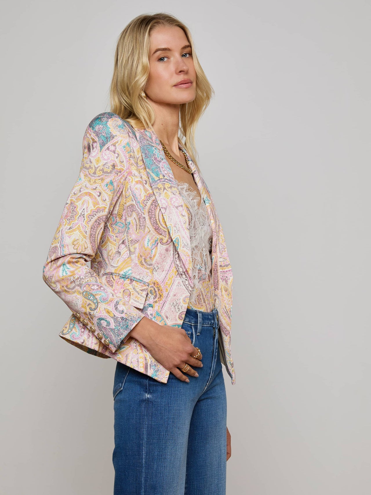 Kaisley Blazer in Multi Western Paisley