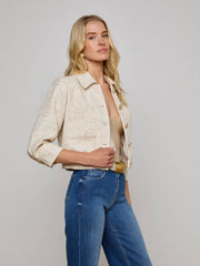 Jia Sequined Tweed Jacket in Ecru Multi Color Sequin Tweed