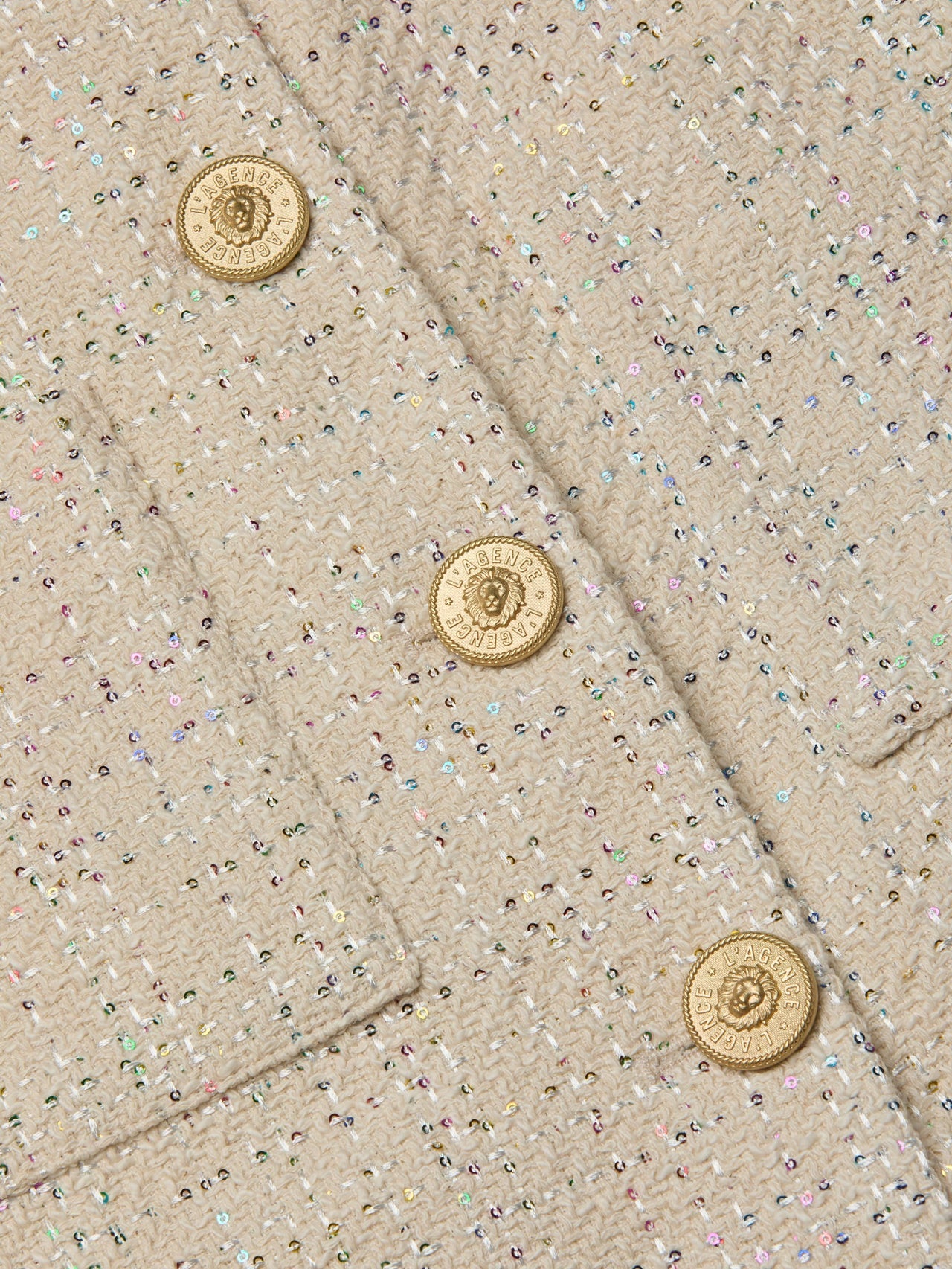 Jia Sequined Tweed Jacket in Ecru Multi Color Sequin Tweed