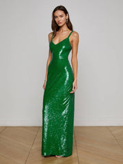 Karma Sequin Maxi Dress in Green Sequin