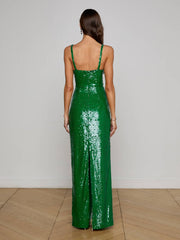 Karma Sequin Maxi Dress in Green Sequin