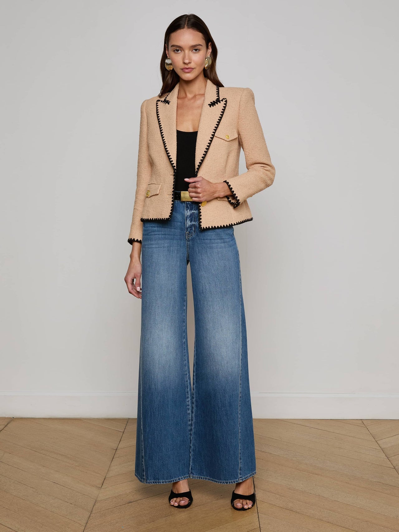 Wylla Tweed Blazer in Cappuccino/Black