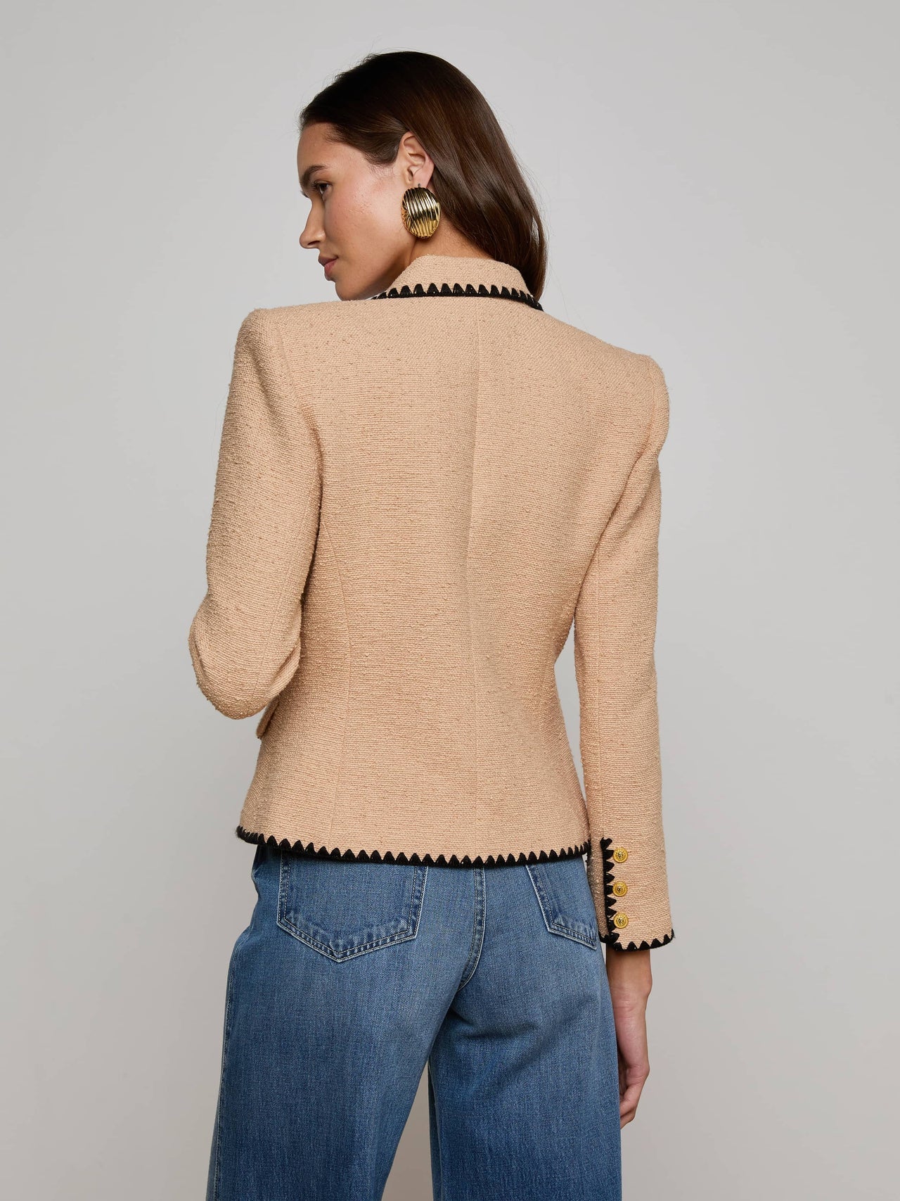Wylla Tweed Blazer in Cappuccino/Black