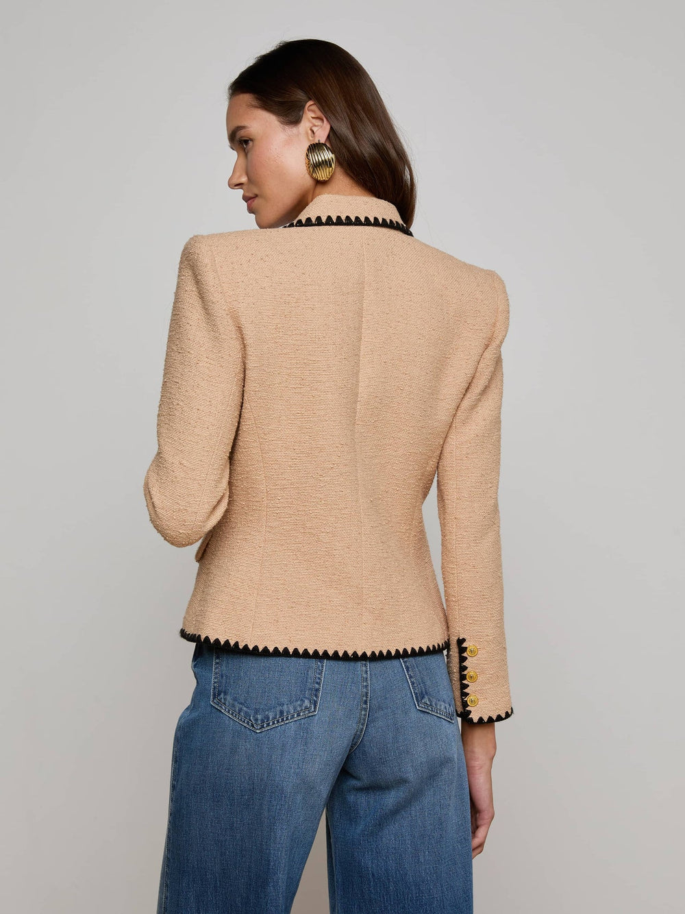 Wylla Tweed Blazer in Cappuccino/Black