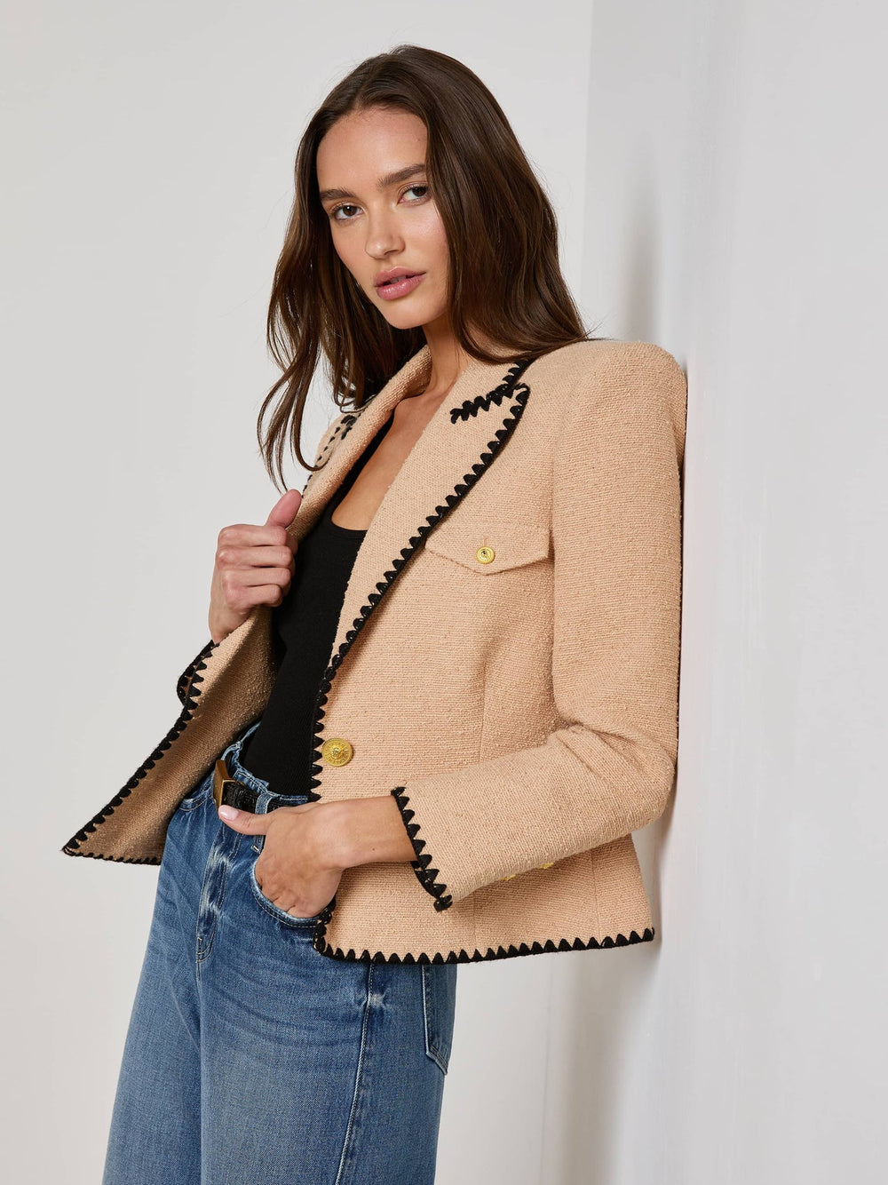 Wylla Tweed Blazer in Cappuccino/Black