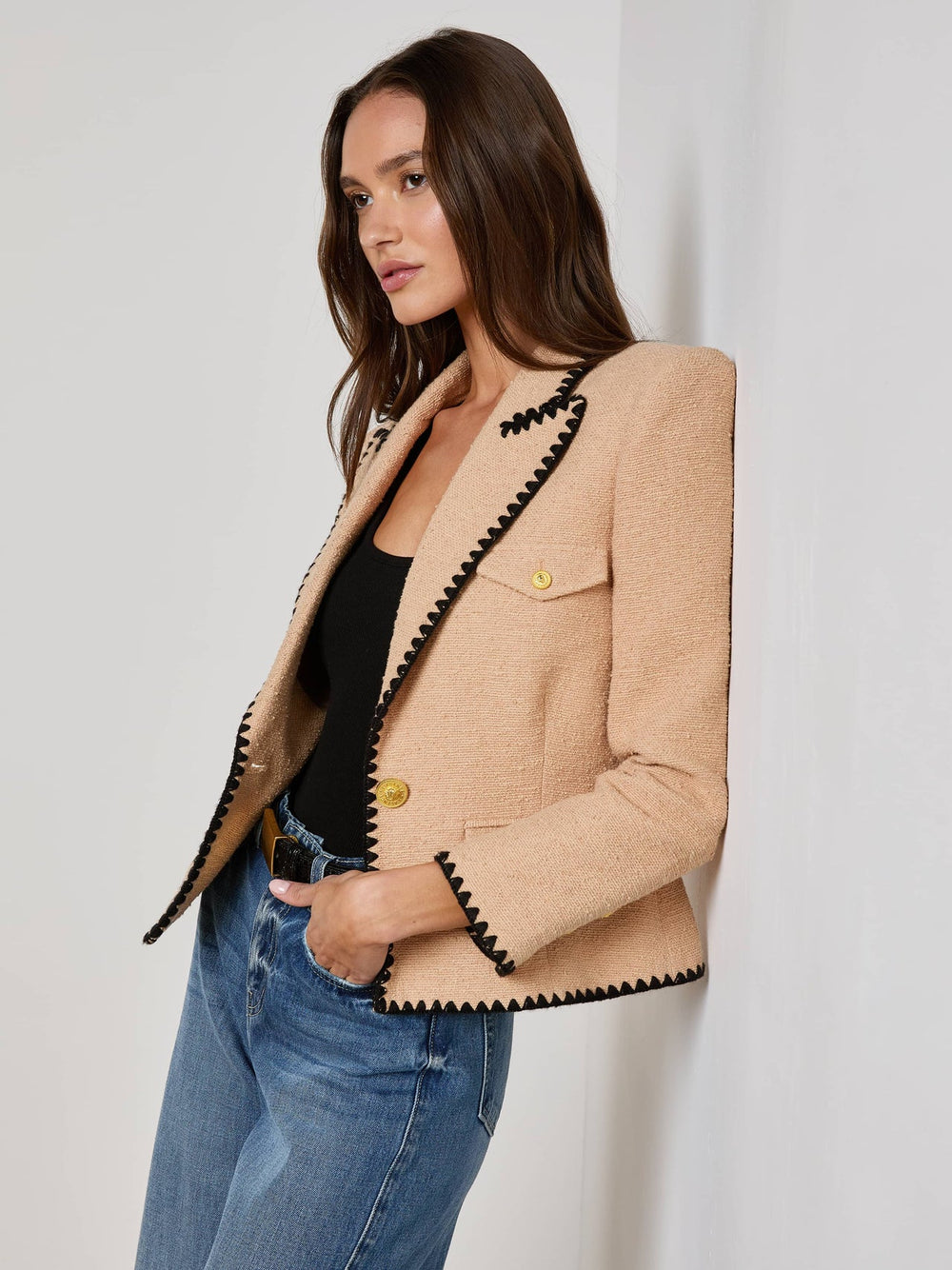 Wylla Tweed Blazer in Cappuccino/Black
