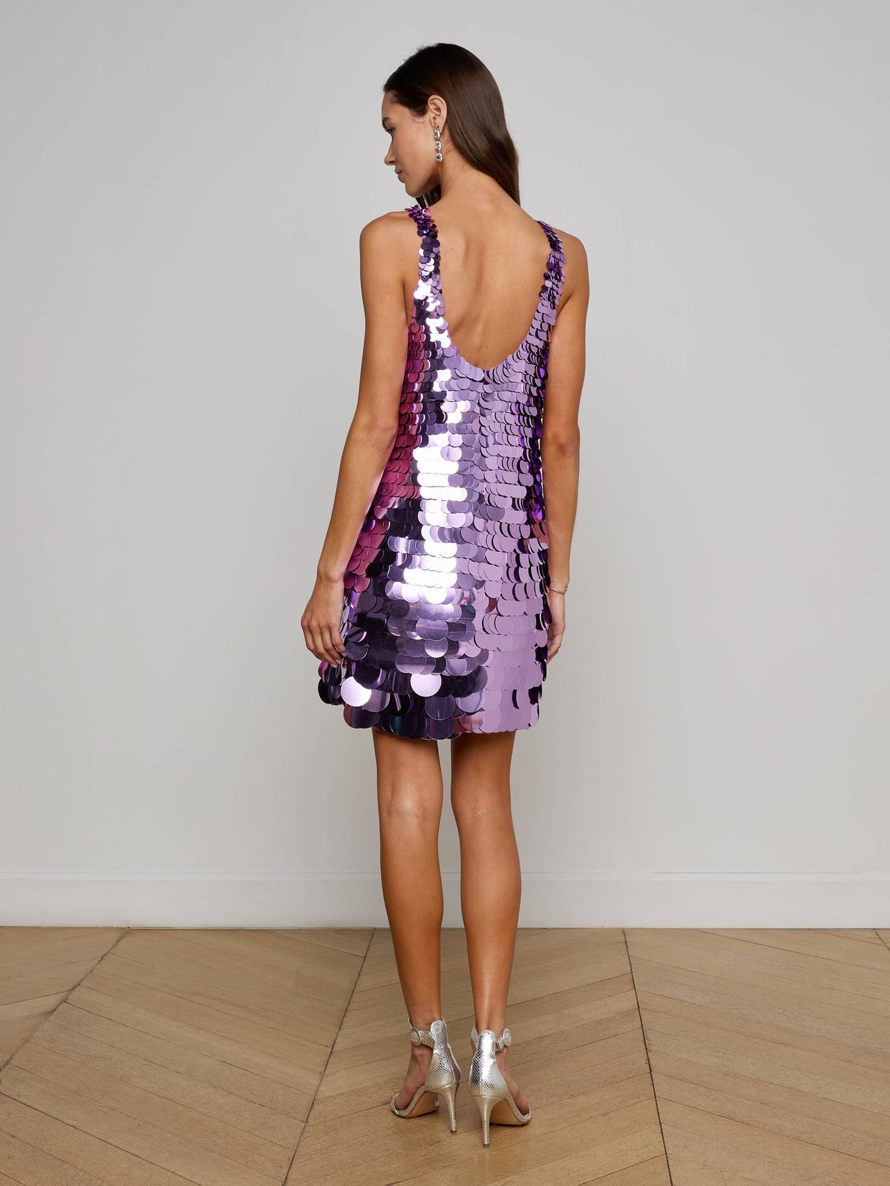 Andie Paillette Mini Dress in Purple Sequin