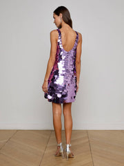 Andie Paillette Mini Dress in Purple Sequin