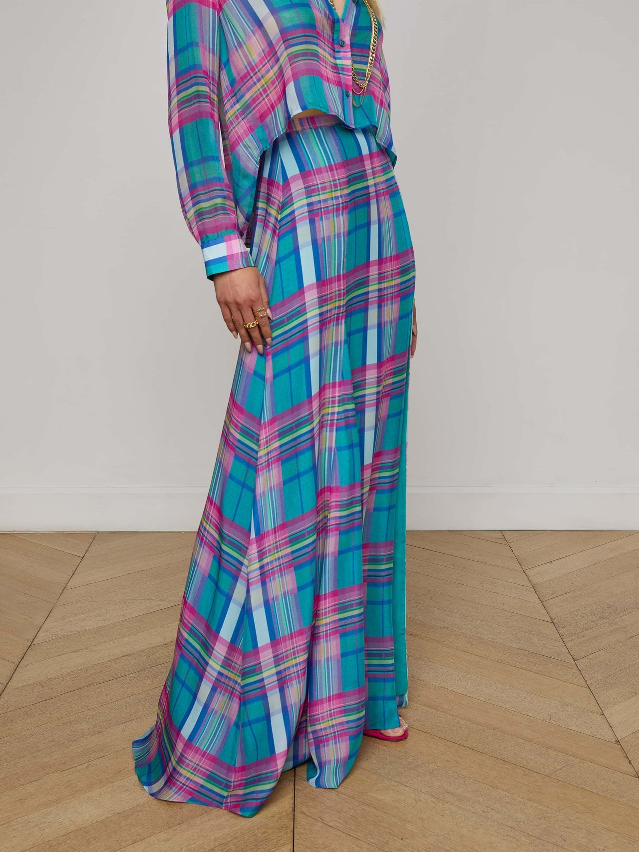Patricia Plaid Maxi Skirt in Multi Colorful Plaid