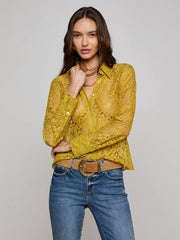 Maia Floral Lace Blouse in Ceylon Yellow Lace