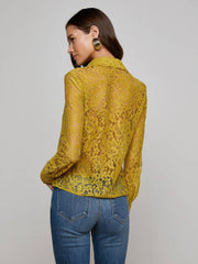 Maia Floral Lace Blouse in Ceylon Yellow Lace