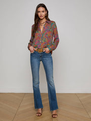 Nina Silk Blouse in Multi Santa Fe Paisley