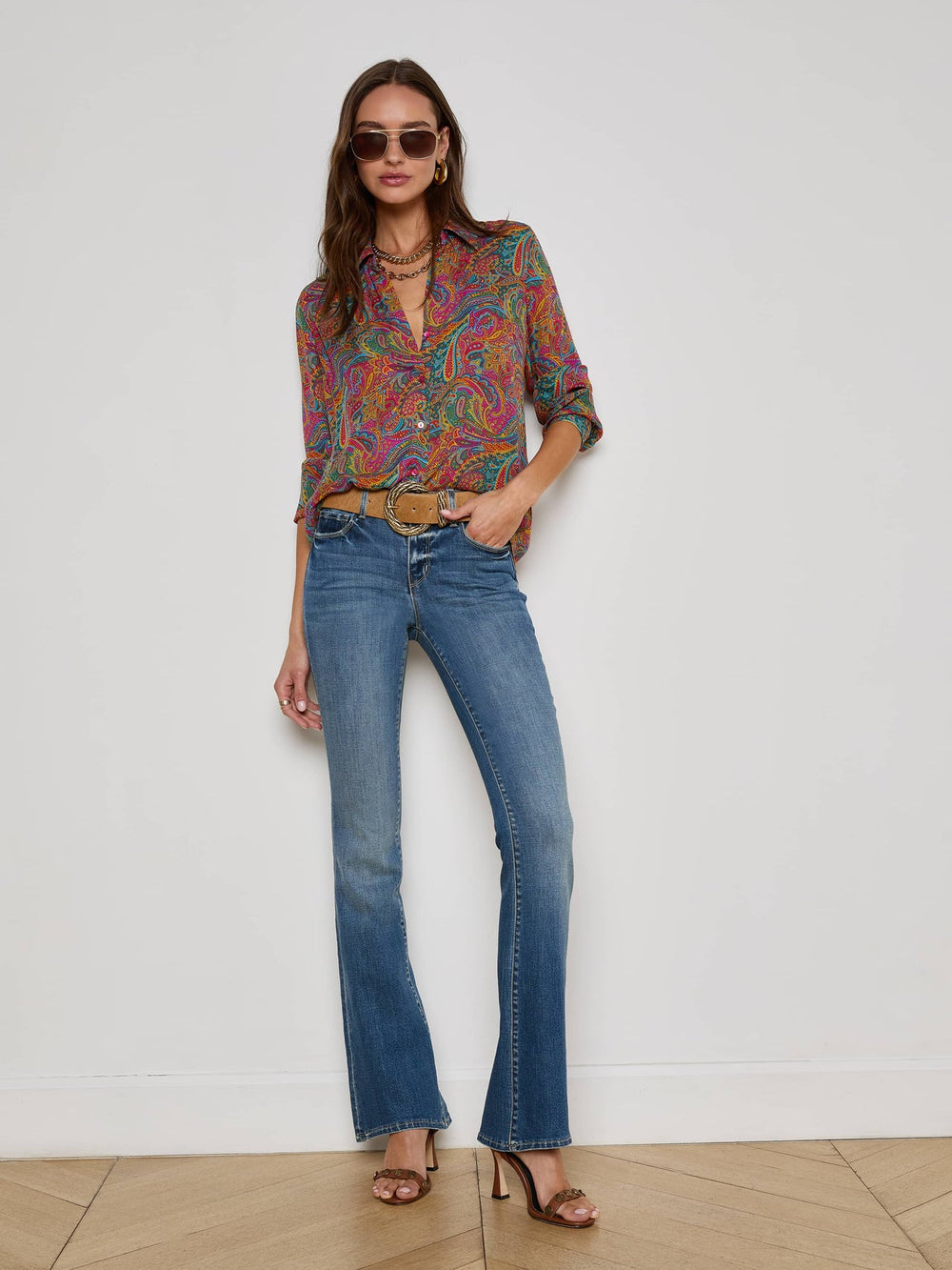 Nina Silk Blouse in Multi Santa Fe Paisley