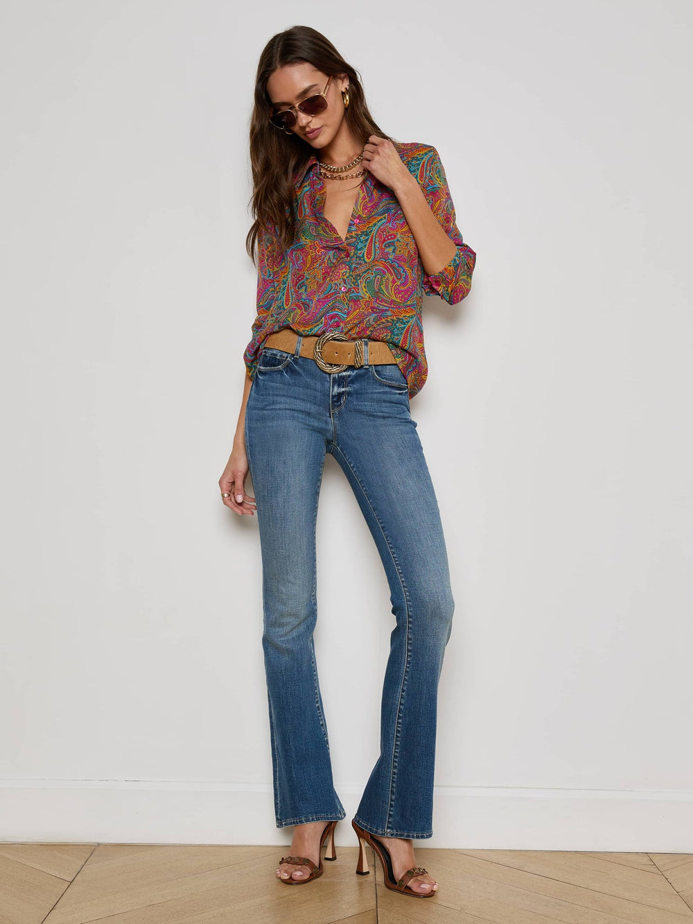 Nina Silk Blouse in Multi Santa Fe Paisley