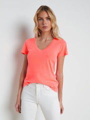 Becca Cotton V-Neck Tee in Coral