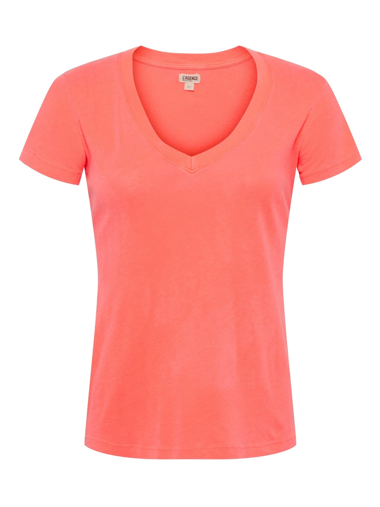 Becca Cotton V-Neck Tee in Coral