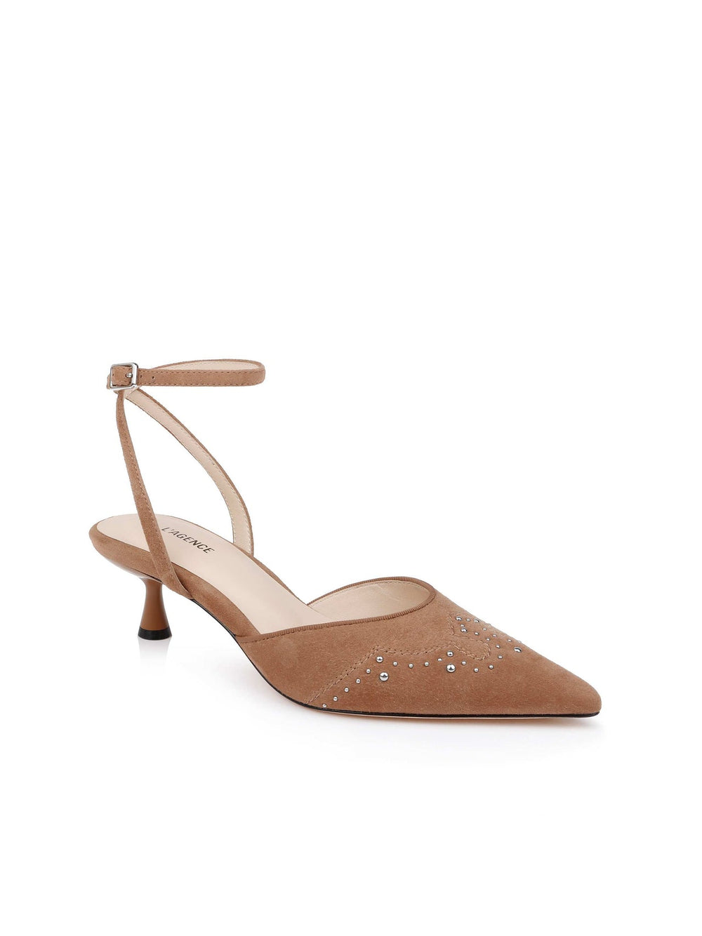 Liana Suede Kitten-Heel Mule in Sand Suede