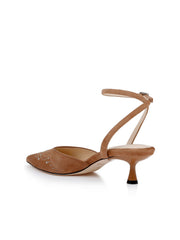Liana Suede Kitten-Heel Mule in Sand Suede