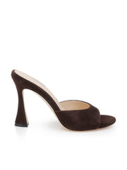 Avery Suede Open-Toe Mule in Dark Brown Suede