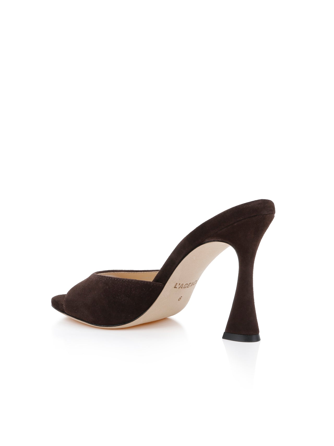 Avery Suede Open-Toe Mule in Dark Brown Suede