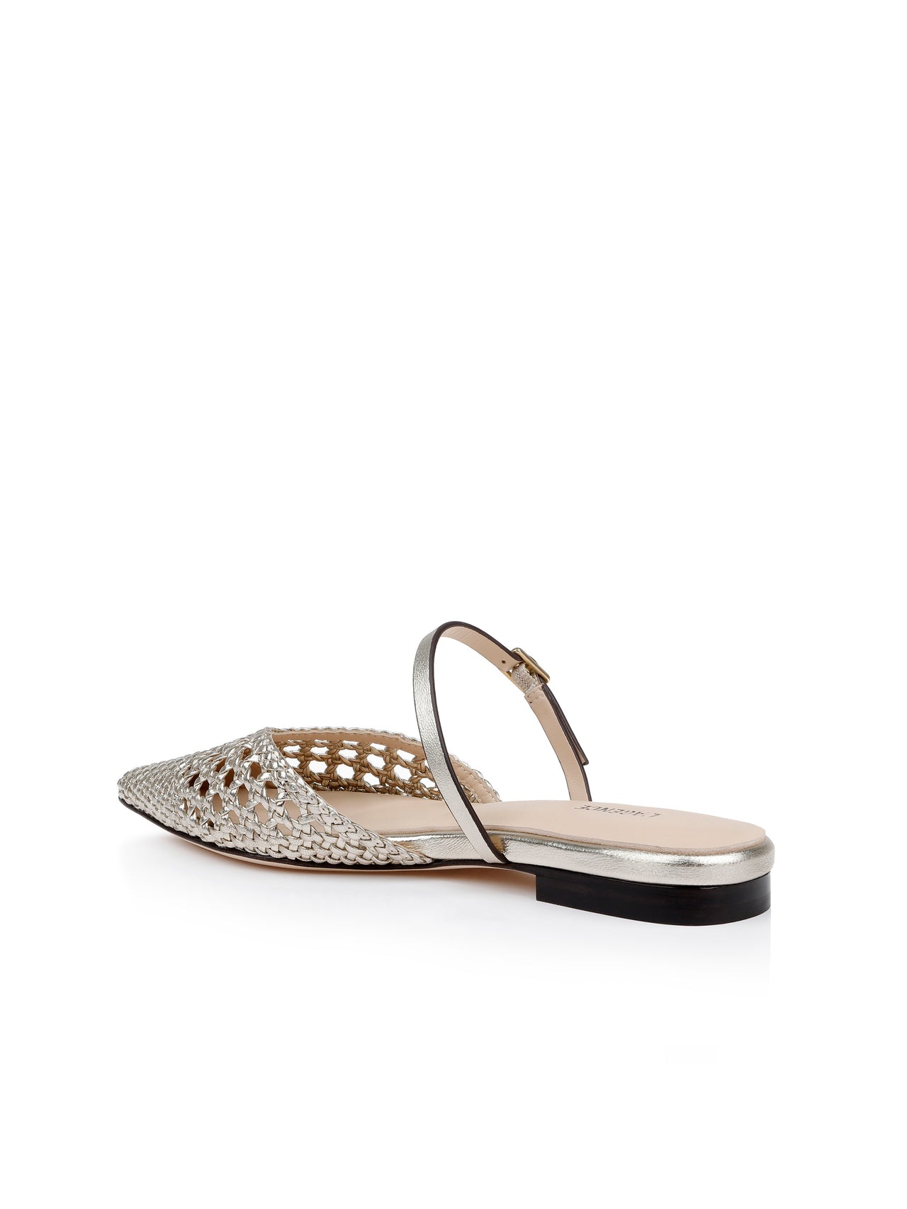 Jacklyn Leather Flat Mule in Gold Leather