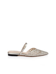 Jacklyn Leather Flat Mule in Gold Leather