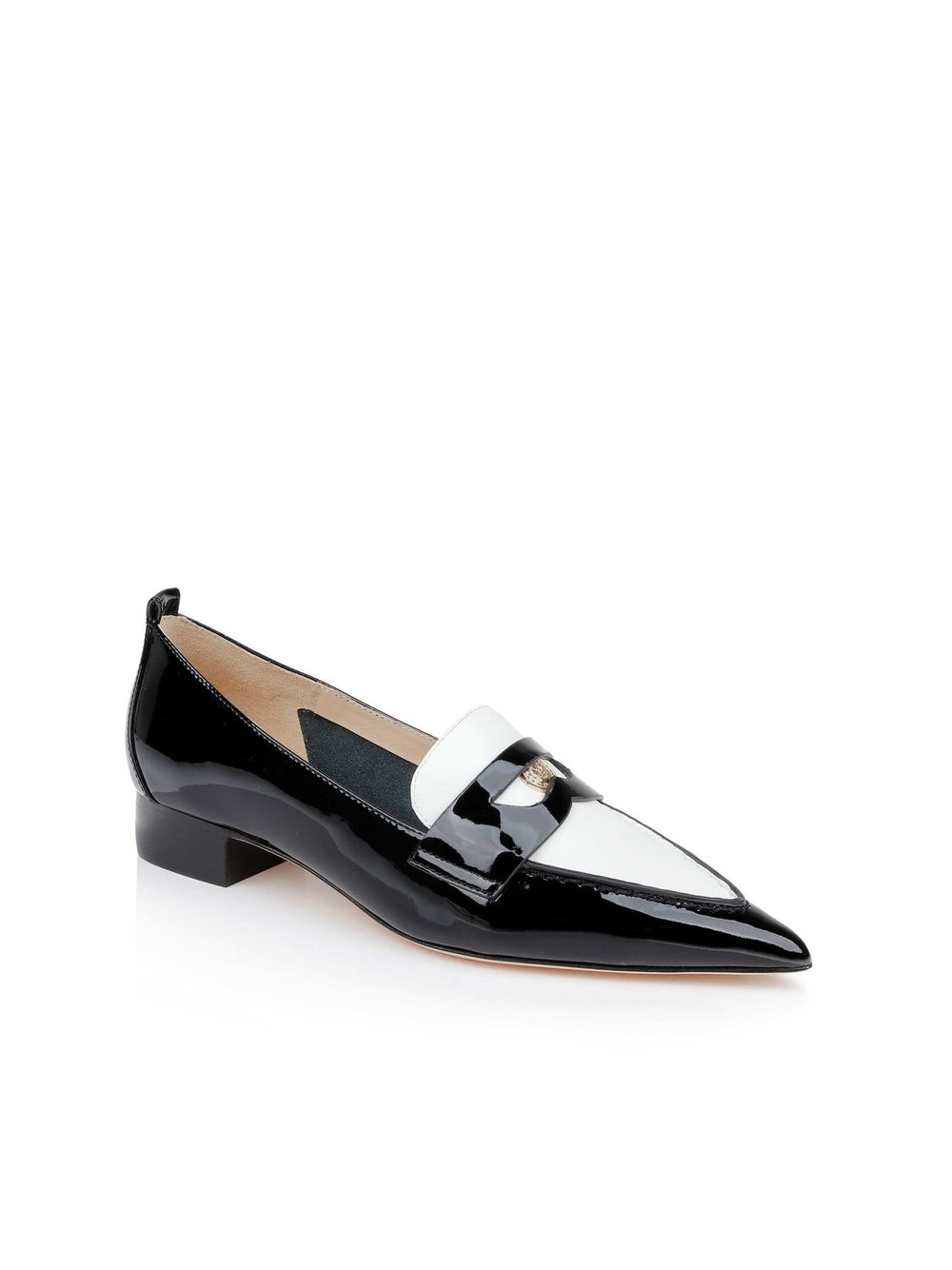 Maelys Patent Leather Loafer in Black/White Patent