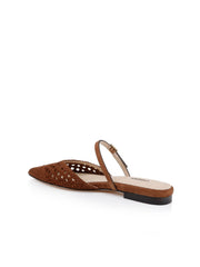 Jacklyn Suede Flat Mule in Buckskin Suede