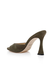 Avery Suede Open-Toe Mule in Olive Suede