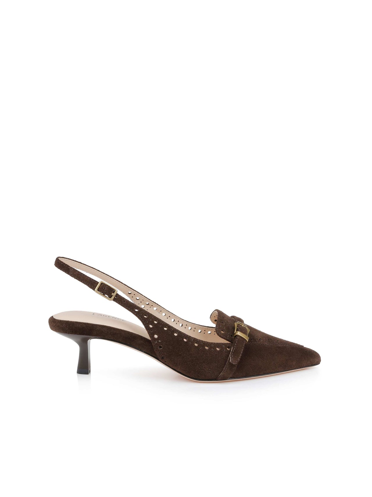 Lourdes Suede Slingback Pump in Dark Brown Suede