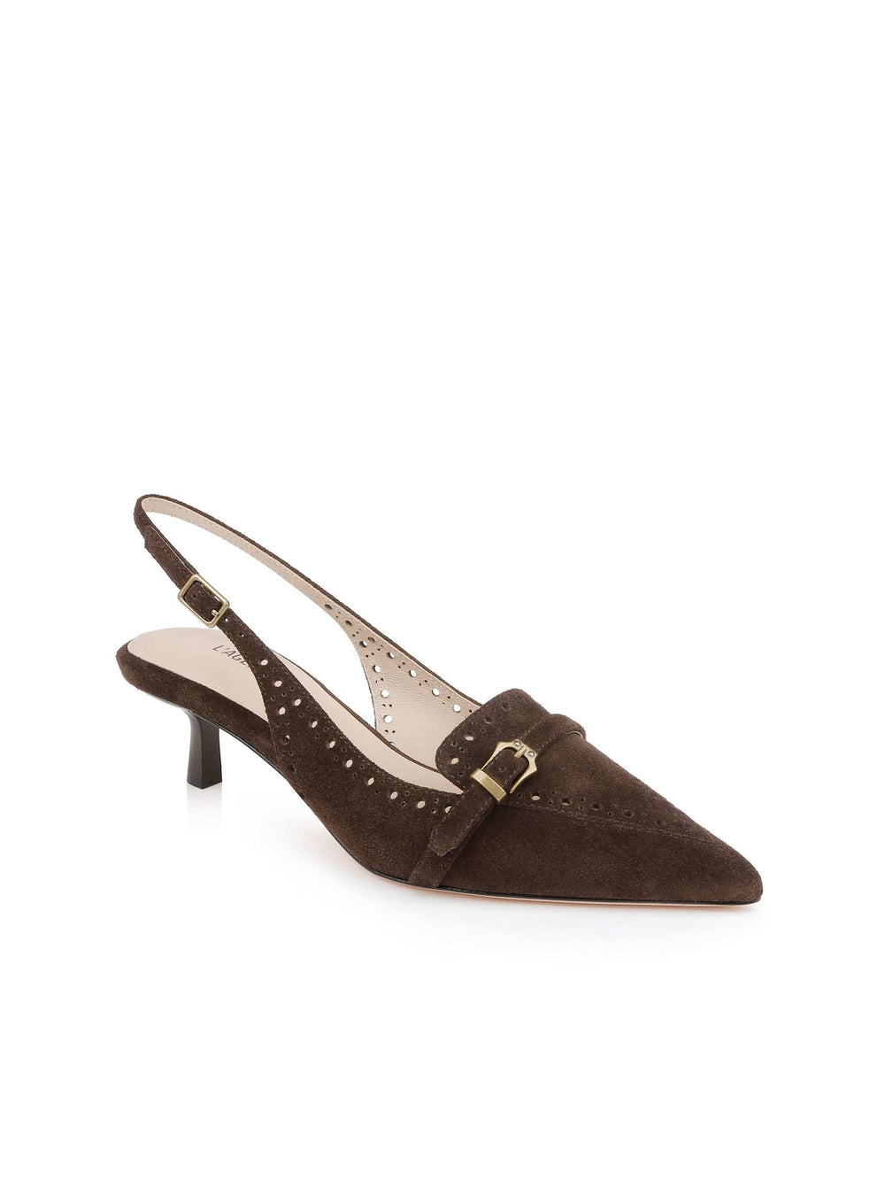Lourdes Suede Slingback Pump in Dark Brown Suede