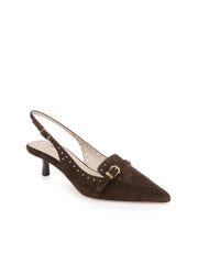 Lourdes Suede Slingback Pump in Dark Brown Suede