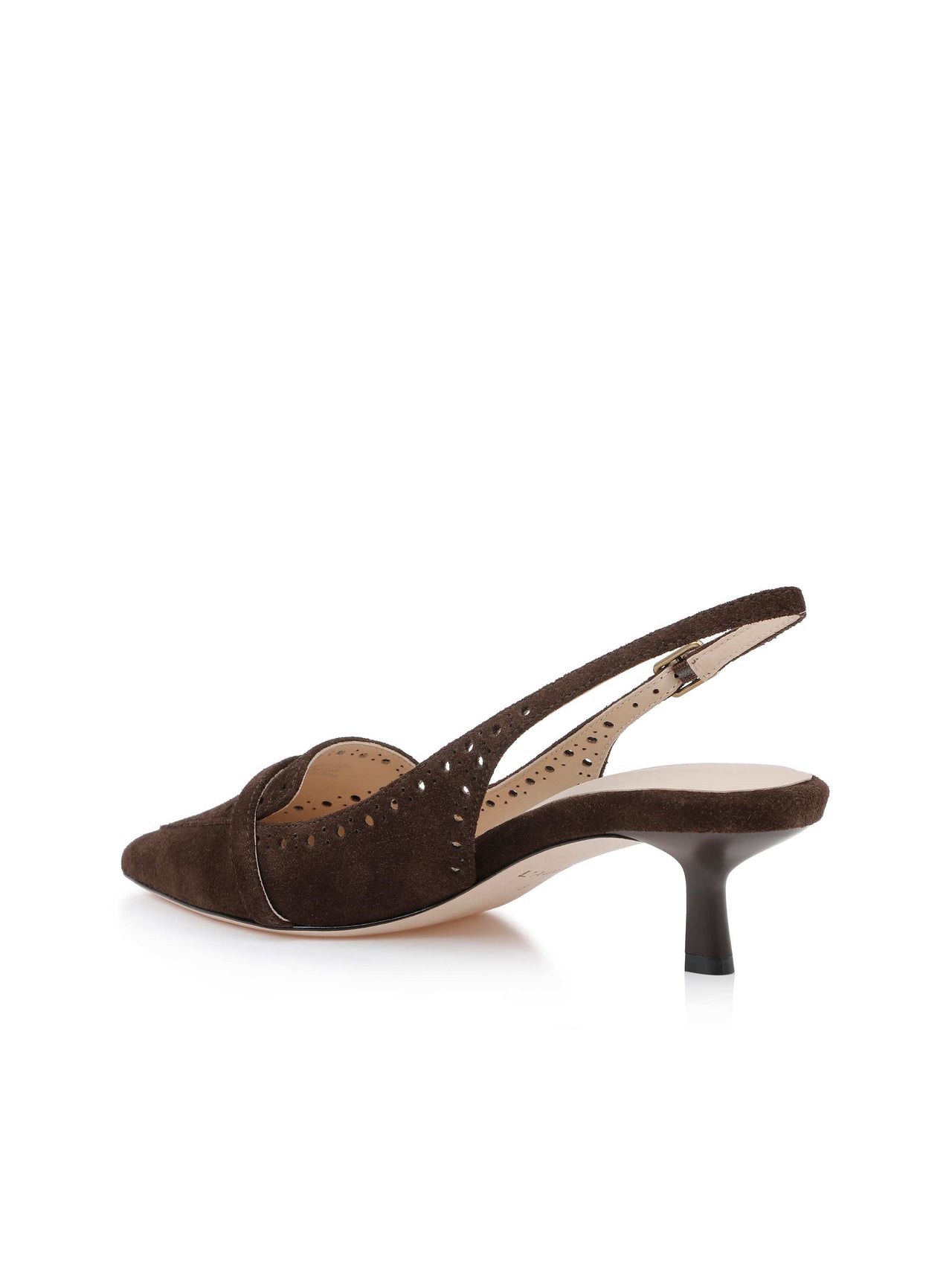 Lourdes Suede Slingback Pump in Dark Brown Suede