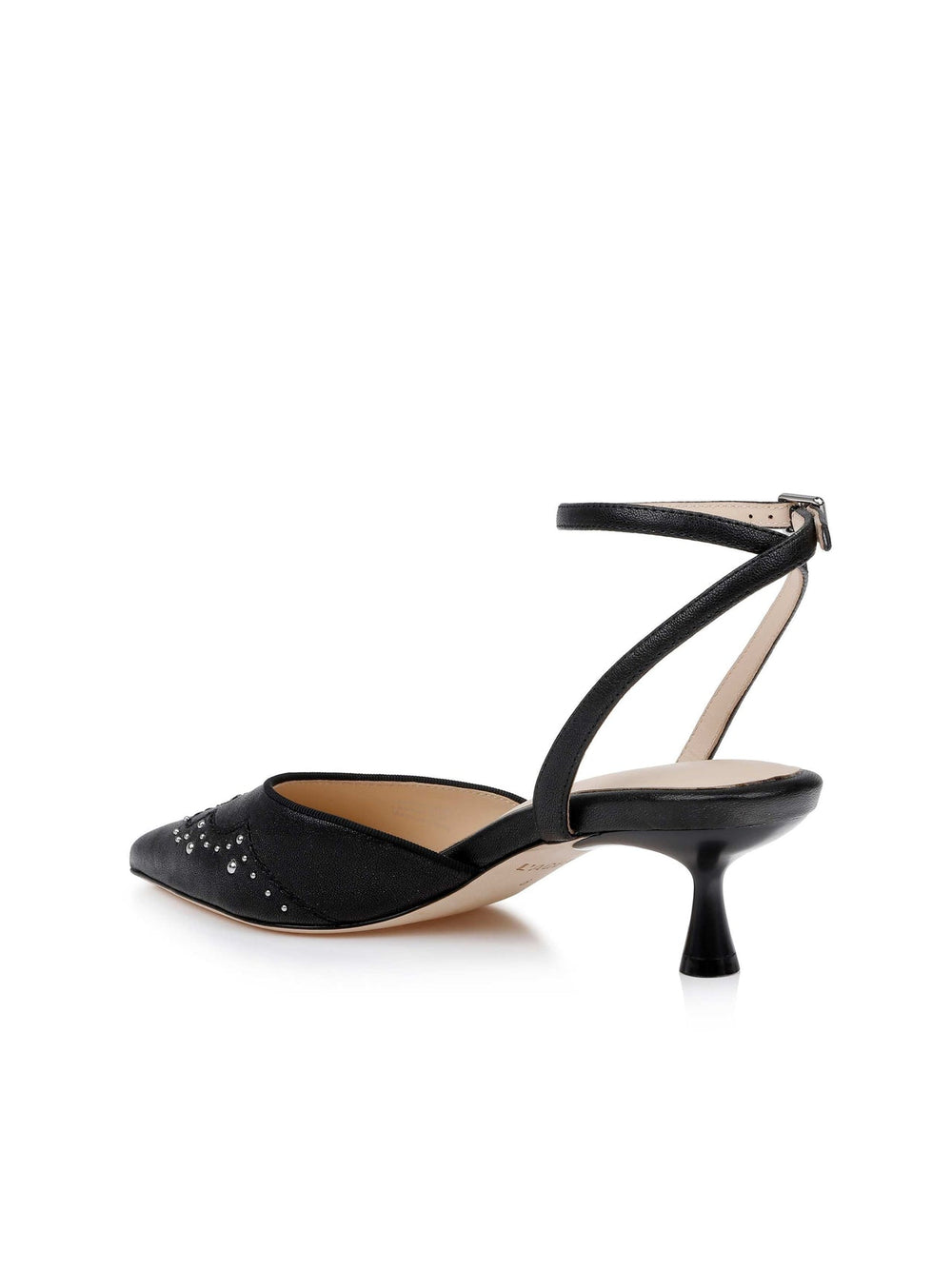 Liana Leather Kitten-Heel Mule in Black Leather