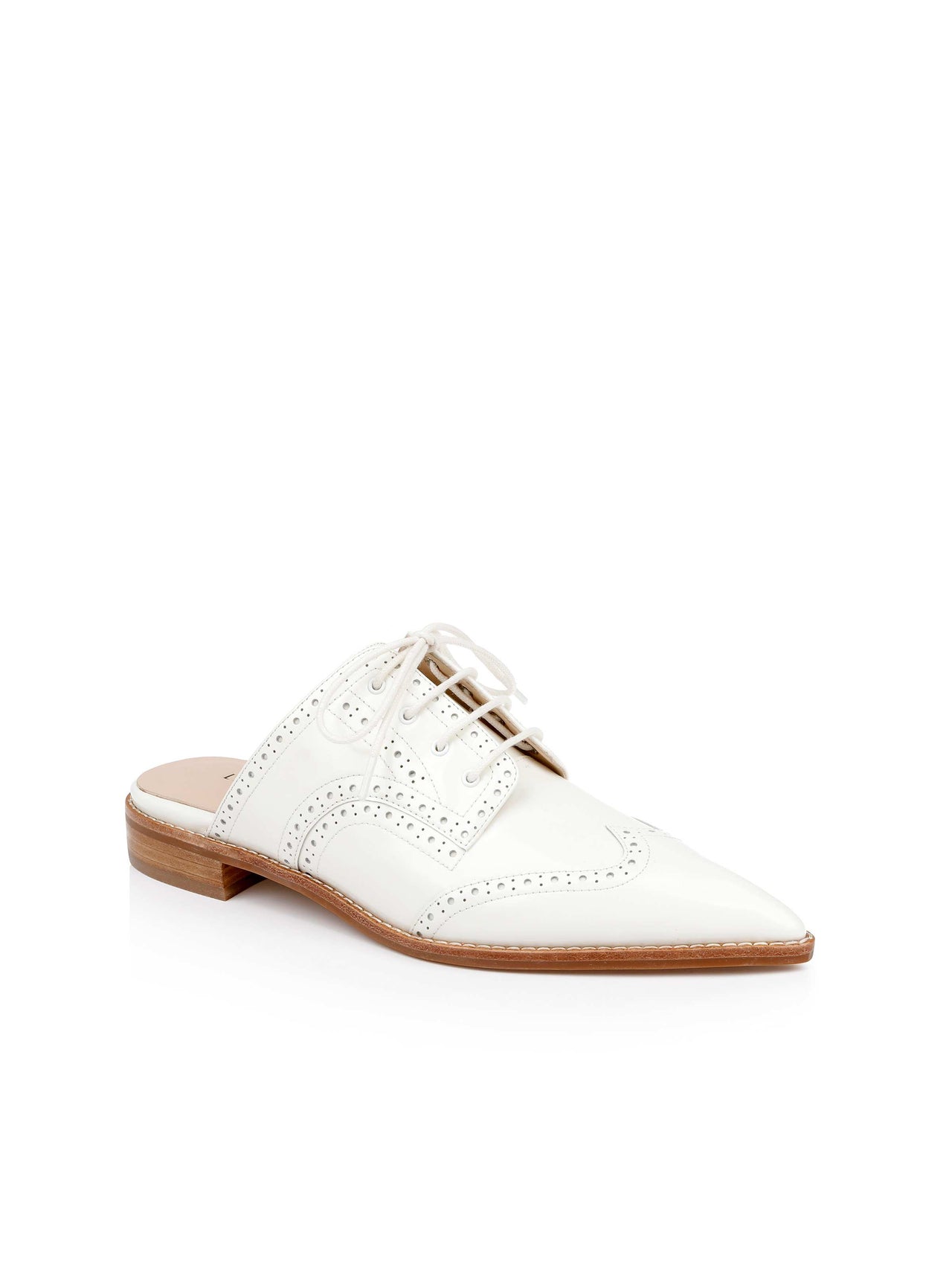 Lilou Leather Oxford Mule in Pearl Leather